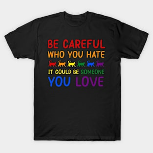 Cat LGBT Pride Month Be Careful Who You Hate T-Shirt